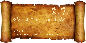 Körözsi Tasziló névjegykártya